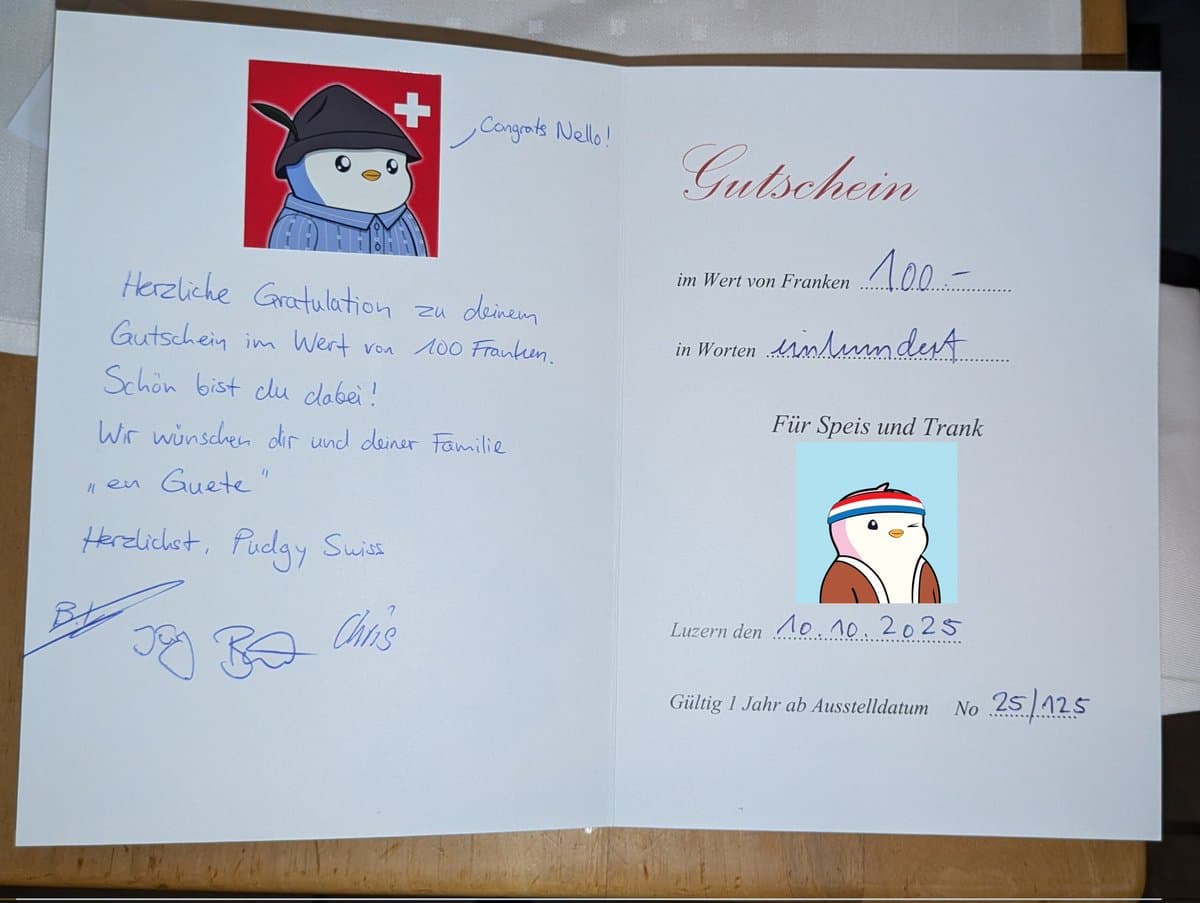 Pudgy Swiss Dinner 🐧 - Photo 2